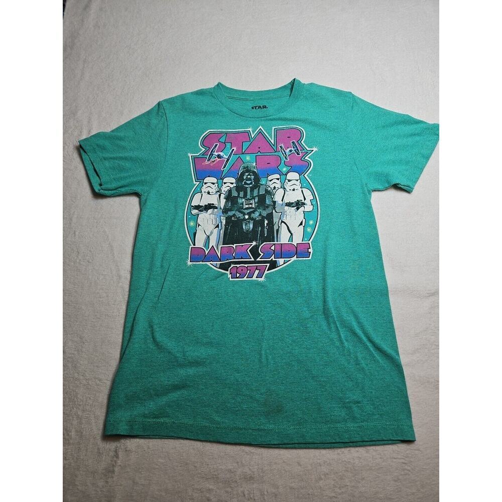 Star Wars Mens S Green Darth Vader Storm Troopers Dark Side 1977 T-shirt